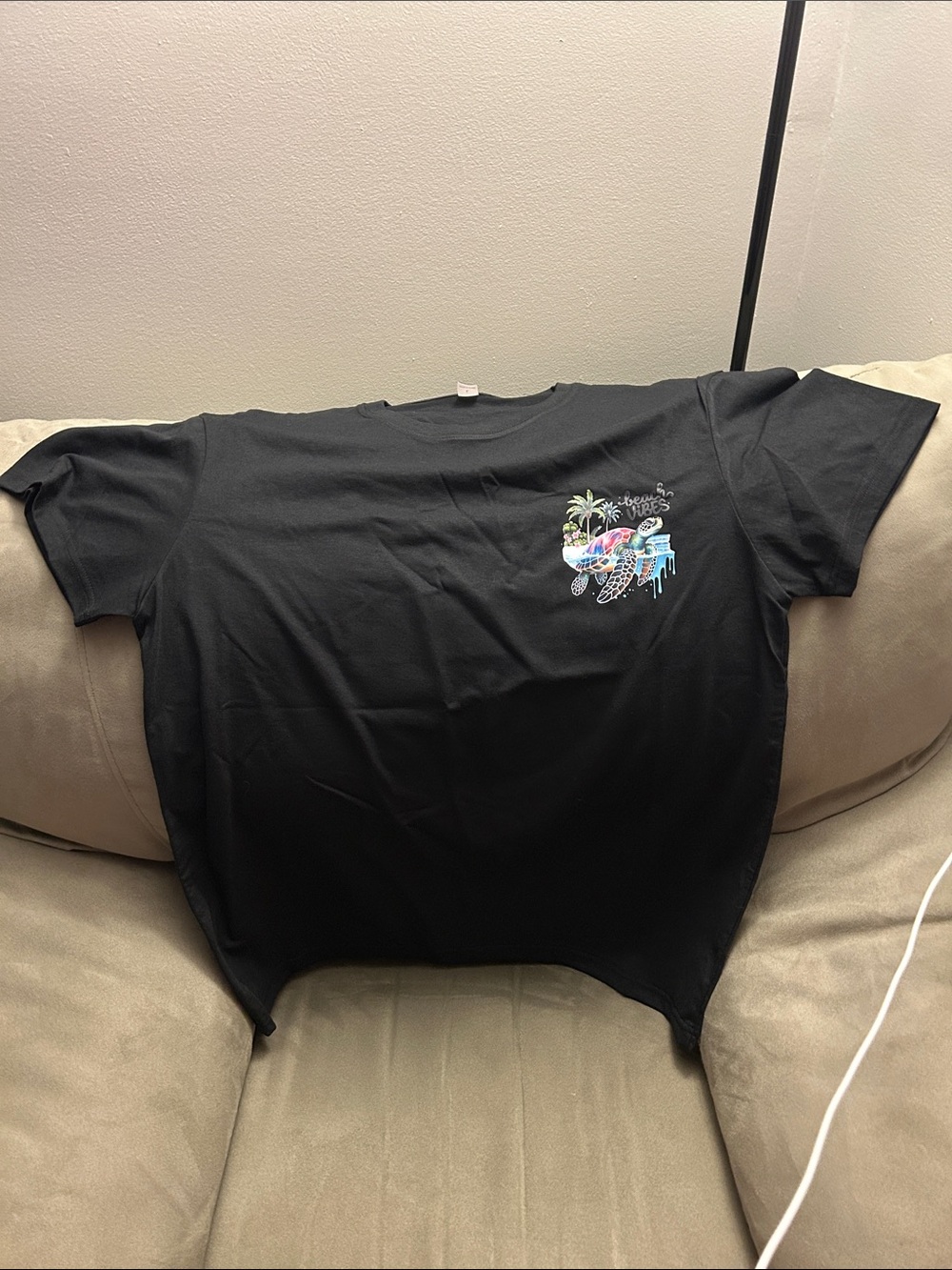 Kids Black Graphic Tee with Colorful Turtle Design